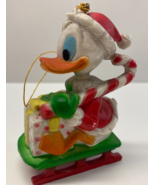Vintage Disney Donald Duck Santa Sleigh Ride Christmas Figurine Ornament - $25.76 CAD