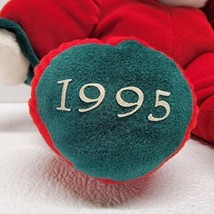 Vintage Christmas White Teddy Bear Plush Red Pajamas &amp; Rattle Hat 1995 - £39.14 GBP