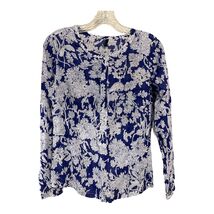United Colors of Benetton Blue White Floral Cotton Blouse XS Lightweight... - $19.80