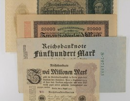 1922-1923 Germany 4-Notes Set Weimar Republic 500 10000 20000 2 Million Mark - £39.32 GBP