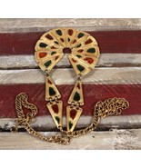 Vintage Fashion Crown Trifari Etruscan Poured Glass Medallion &quot;Palette&quot; ... - $89.99