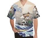 Men&#39;s The Great Wave and Anime Pirate Ship All Over Print Hawaiian Shirt - $35.00
