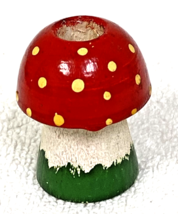 Vintage Miniature Sweden Painted Wood Mushroom Toadstool Candlestick Holder - $14.36