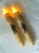 2 Pcs Black Star Berries IVORY TIMER Taper Candles Primitive 6.5&quot; Grungy #SPG98 - £23.86 GBP