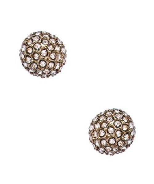White Gold Plated and Austrian Crystal Covered Sphere Stud Earrings  - $25.73