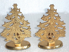 Christmas Tree Set 2 Brass Candlestick Candle Holder India Ornate Holida... - $18.02