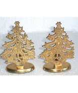 Christmas Tree Set 2 Brass Candlestick Candle Holder India Ornate Holida... - $25.30 CAD