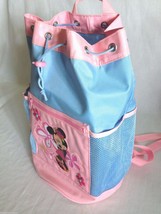 Girls School Backpack Disney Minnie Mouse Blue Pink Nylon Sack Lightweight - £13.05 GBP