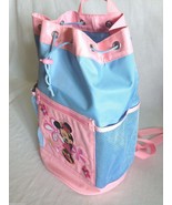 Girls School Backpack Disney Minnie Mouse Blue Pink Nylon Sack Lightweight - $23.48 CAD