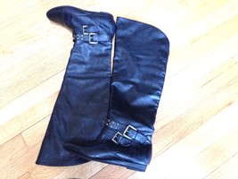Madden Girl Black Over The Knee Flat Boots Brass Studs Women&#39;s 6 Minimal... - $75.86