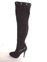 Tigh High Stiletto Boots Promiscuous Furge Black Part Zip Women 8-8.5 Mint - $53.34