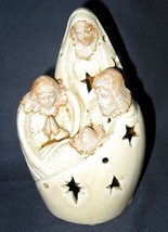 Ceramic Clay Art Tea Light Holder Nativity Scene Distressed Religious Gift 8x5 - £22.85 GBP