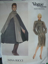 Vogue Pattern 2789 Misses Cape &amp; Dress Size 8 (31.5&quot; b) ONLY- Nina Ricci uncut - $9.99