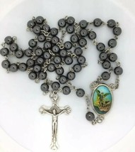 st.saint Michael Archangel Rosary Hematite San Miguel arcángel Necklace ... - £11.59 GBP
