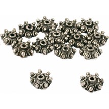 Bali Bead Caps Antique Silver Plated 10.5mm 15 Grams 14Pcs Approx. - $6.83