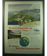 1949 Pan American Airlines Ad - Plan to roll down to Rio only 27 hours - £14.55 GBP