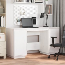 Desk White 140x50x75 cm Solid Wood Pine - $144.57