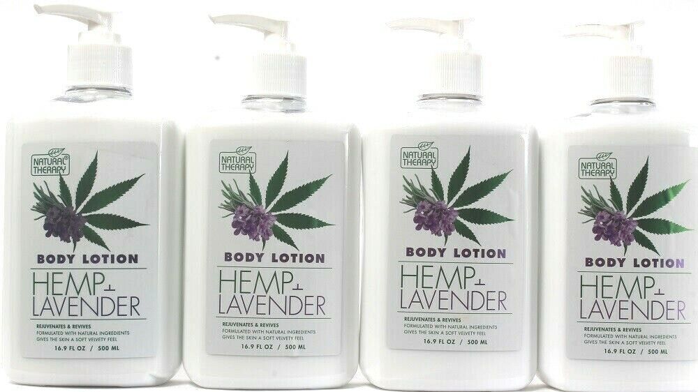 4 Bottles Natural Therapy Hemp & Lavender Rejuvenate Revive Body Lotion 16.9 Oz - $48.99