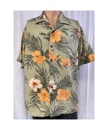 Traders Bay Men&#39;s Green Floral Washable Silk Button Up Size M SKU 4721 - $21.03