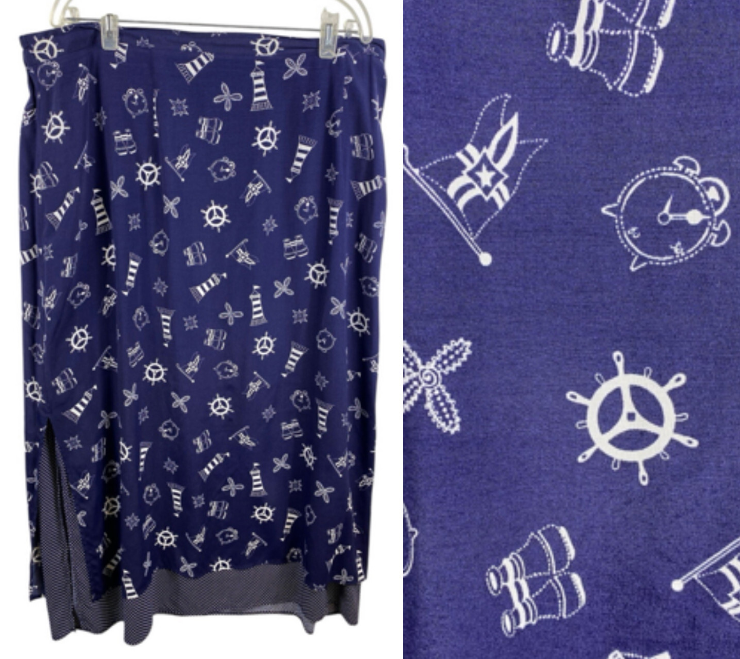 Stonebridge Skirt Vintage Blue Nautical Coastal Preppy Rayon Layered 90s... - $49.72