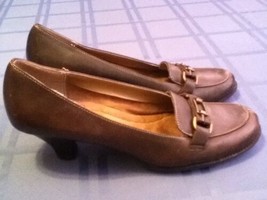  Size 9 1/2 Aerology shoes brown leather pump heels ladies womens - £16.60 GBP