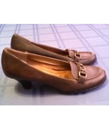  Size 9 1/2 Aerology shoes brown leather pump heels ladies womens - £16.75 GBP