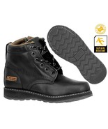 Mens Black Work Boots Genuine Leather Lace Up Safety Oil Resistant Shoes - £51.95 GBP