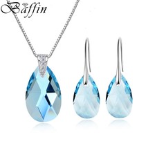 BAFFIN Genuine Crystals From Austria Jewelry Sets Silver Color Pear-Shaped Penda - £34.04 GBP
