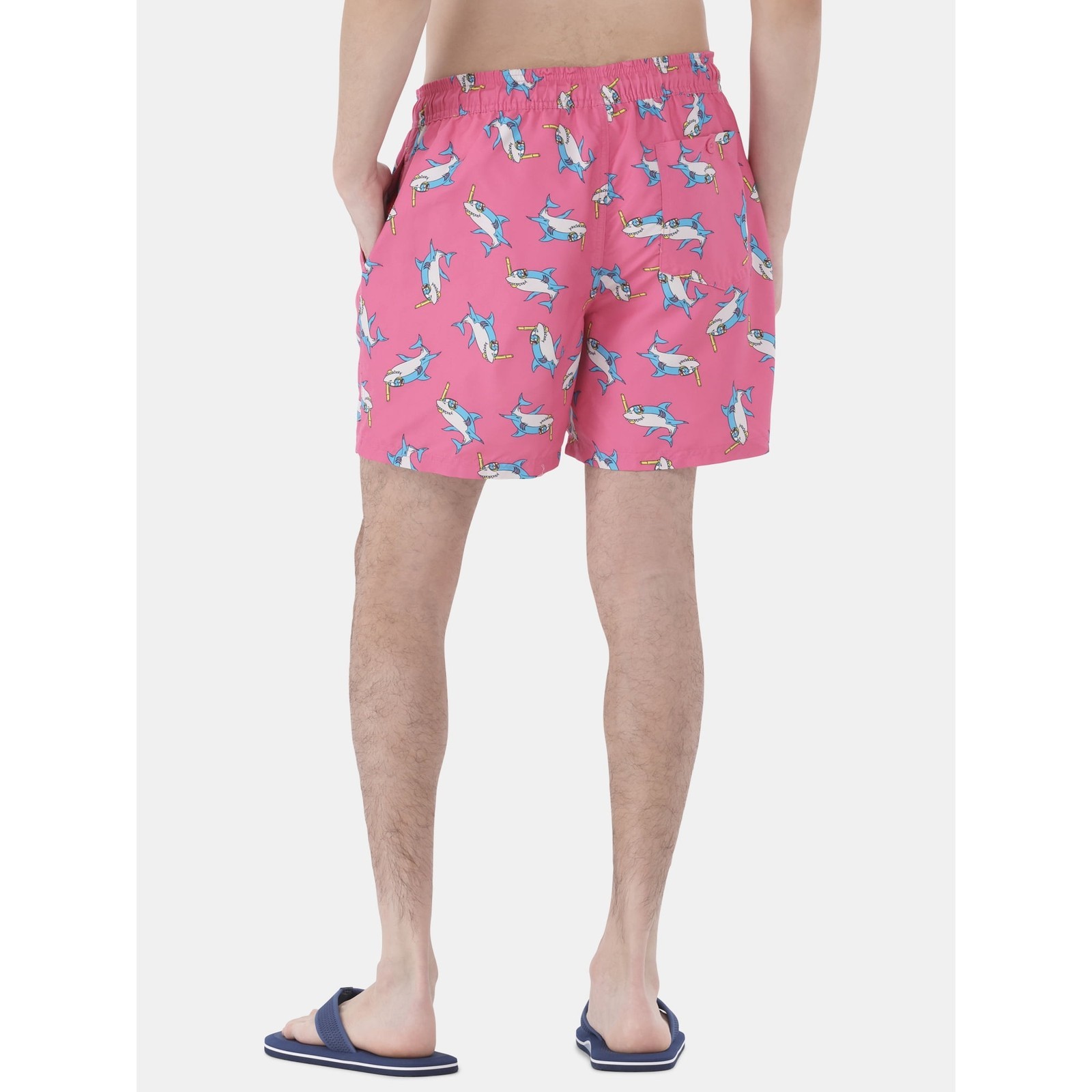 No Boundaries Men's Elastic Waist Swim Trunks 6" Inseam Pink Sharks L (36-38) Item image 5