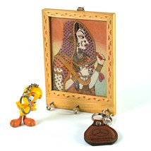Wooden Holder For Key Gift Small Wooden Rajasthani Hand Painted Key Holder - £8.74 GBP