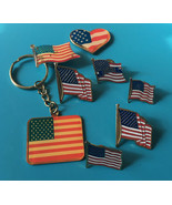 Lot of American Flag Pins and Keychain Vintage - £7.86 GBP