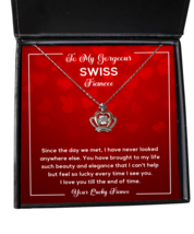 Necklace Present For Swiss Fiancee - Jewelry Crown Pendant Valentines Day  - £39.78 GBP