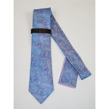 Mens Steven Land 100% Woven Silk Big Knot Tie and Hankie Set BW2436-16 Blue image 2