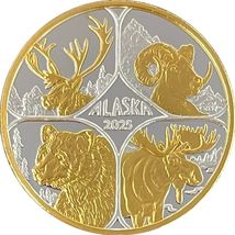 Alaska Mint 2025 Big Four Wildlife Medallion Gold &amp; Silver Medallion Pro... - $172.25