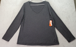 Joe Fresh Shirt Top Womens Size XL Gray Modal Long Casual Sleeve V Neck ... - $23.08