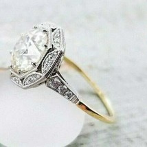 Vintage Art Deco 2 Ct Simulated Diamond Engagement Ring 14K Gold Plated ... - $96.29