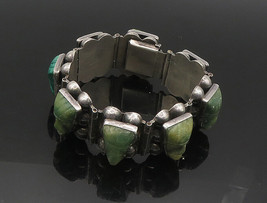 P.Y. MEXICO 925 Silver - Vintage Face Carved Jade Chain Bracelet - BT7240 - £179.75 GBP