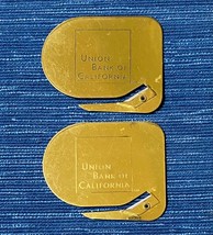 Pair Vintage Union Bank Of California Advertising Metal Letter Opener 978A - $19.30