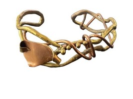 Copper Brass Studio Art Metal Bracelet Mixed Metals Womans Intertwined Cuff - £20.37 GBP