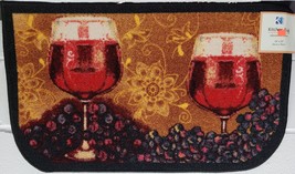 Printed Nylon Kitchen Rug (nonskid)(18&quot;x30&quot;) 2 Large Wine Glasses &amp; Grapes, Kh - £14.78 GBP