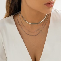 Silver-Plated Snake Chain Layered Necklace - £11.18 GBP