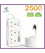 2025 Multi-Socket Power Board | 3 Sockets + 6 USB | 2M Cable UK Plug - $357.76 MXN