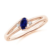 ANGARA Lab-Grown Ct 0.32 Blue Sapphire &amp; Lab Diamond Ring in 14K Solid Gold - £594.76 GBP