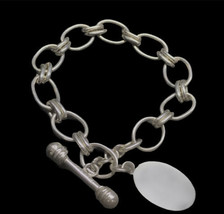 Vintage Sterling Silver Signed ATI Mexico Toggle Bracelet 29 Grams 7.5” - £83.93 GBP