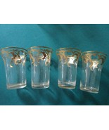 BOHEMIAN CZECH CRYSTAL HAND PAINTED GOLD LEAVES 4 WATER / 4 SHOT GLASSES... - $1,541.53 MXN