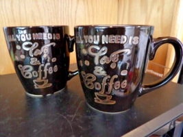 2# New“All You Need Is Love &amp; Coffee” Mug Cup Black Ceramic Stoneware 16oz - $10.39