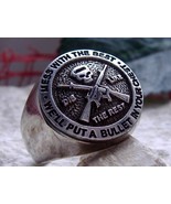 USMC MARINE CORPS SKULL RING MESS BEST BAGUE PATCH STEEL SILVER [ D21 ST... - $67.01 CAD