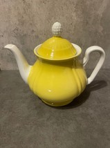 Vintage Teapot Canary Yellow and White Made in Japan - $25.74