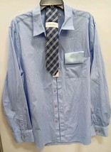 Men&#39;s Rare Calvin Klein 3PC Set Blue Easy Fit L/G Dress Shirt W/TIE. 124F Js - £19.19 GBP