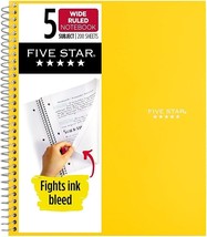 Five Star 5 Subject Spiral Notebook Wide Ruled Paper 10.5X8 - 200 Sheets... - $428.53 MXN